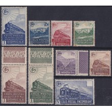 F-EX63351 FRANCE UNUSED 1941-42 COLIS POSTAUX LOT RAILROAD CHEMIS DE FER TRAIN.