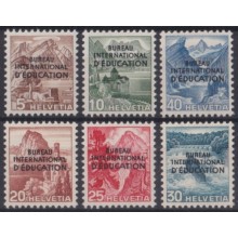 F-EX64019 SWITZERLAND UN 1948 MLH BOARD OF EDUCATION RAILROAD MOUNTAIN LANDSCAPE.