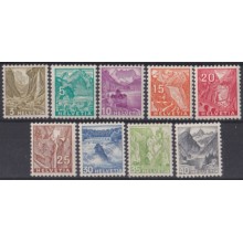 F-EX64021 SWITZERLAND 1936 MLH DEFINITIVE SET ENGRAVING MOUNTAIN LANDSCAPE.