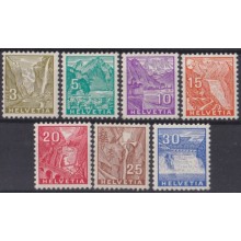 F-EX64022 SWITZERLAND 1934 MLH DEFINITIVE SET ENGRAVING MOUNTAIN LANDSCAPE.