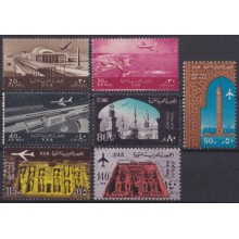 F-EX63816 EGYPT MNH 1963-64 ARCHAELOGY AIRPLANE RAILWAY TRAIN LOCOMOTIVE.