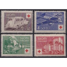 F-EX63288 FINLAND SUOMI MH 1944 RED CROSS SHIP AMBULANCE AIRPLANE RAILWAY TRAIN LOCOMOTIVE FERROCARRIL.