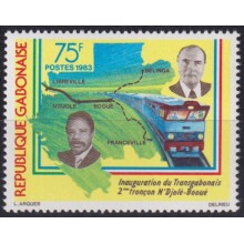 F-EX63824 GABON MNH 1986 INAUGURATION RAILWAY TRAIN LOCOMOTIVE FERROCARRIL.