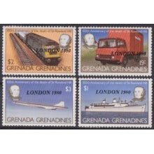 F-EX63362 GRENADA & GRENADINES MNH 1980 ROWLAND HILL AVION RAILWAY TRAIN LOCOMOTIVE FERROCARRIL.