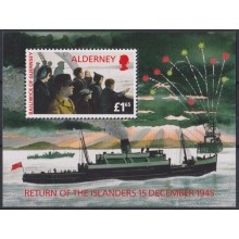 F-EX63945 ALDERNEY ENGLAND UK MNH 1995 WWII SHIP RETURN OF THE ISLAND 1945.