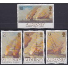 F-EX63952 UK ENGLAND GUERNSEY ALDERNEY MNH 1992 ART PAINTING BATTLESHIP SHIP.