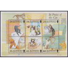 F-EX63793 ALDERNEY UK ENGLAND MNH 1997 IN PRAISE OF THE CAT GATOS SHEET.