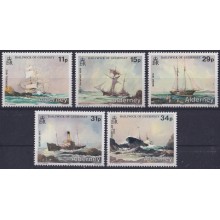F-EX64250 ALDERNEY UK ENGLAND MNH 1987 WRECK SHIP SAILBOATS BARCO.