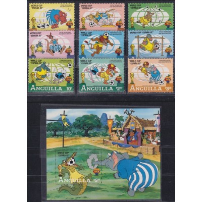 F-EX62779 ANGUILLA MNH 1982 SOCCER CUP FOOTBALL WALT DISNEY.