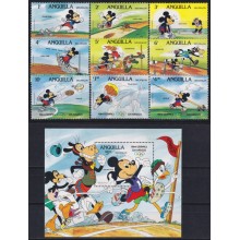 F-EX62782 ANGUILLA MNH 1984 LOS ANGELES OLYMPIC GAMES WALT DISNEY MICKEY MOUSE.
