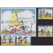 F-EX62789 CAICOS MNH 1984 EASTER WALT DISNEY DONALD DUCK MICKEY MOUSE HORACE.