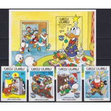 F-EX62790 CAICOS MNH 1984 CHRISTMAS WALT DISNEY DONALD DUCK MICKEY MOUSE.