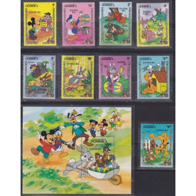 F-EX62796 DOMINICA MNH 1984 EASTER WALT DISNEY DONALD DUCK MICKEY MOUSE HORACE.