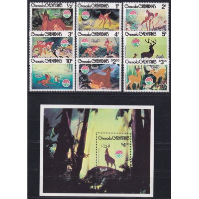 F-EX62806 GRENADA & GRENADINES MNH 1980 CHRISTMAS BAMBI.