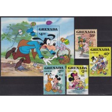 F-EX62807 GRENADA MNH 1981 EASTER WALT DISNEY DONALD DUCK MICKEY MOUSE PLUTO.