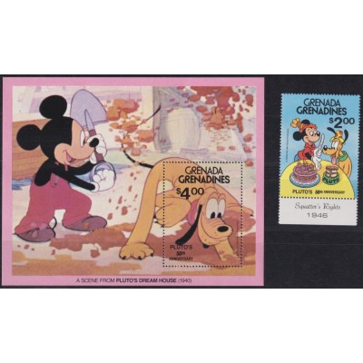F-EX62808 GRENADA & GRENADINES MNH 1981 WALT DISNEY PLUTO DOG 50th ANNIV.