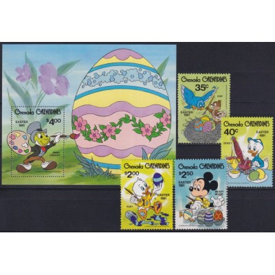 F-EX62809 GRENADA & GRENADINES MNH 1981 EASTER WALT DISNEY MICKEY MOUSE DONALD DUCK.