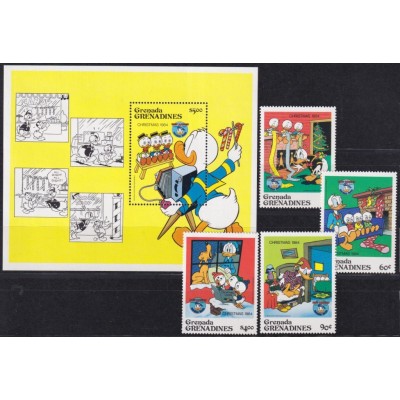 F-EX62810 GRENADA & GRENADINES MNH 1984 CHRISTMAS WALT DISNEY MICKEY MOUSE DONALD DUCK.