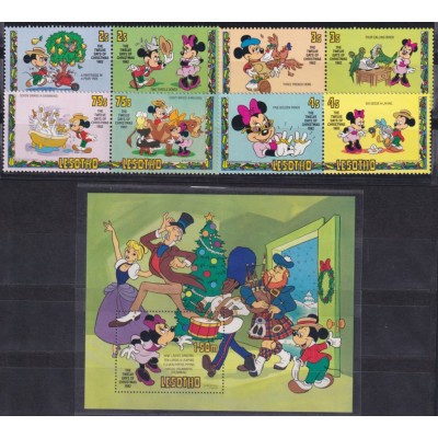 F-EX62816 LESOTHO MNH 1982 CHRISTMAS WALT DISNEY MICKEY MOUSE DONALD DUCK.
