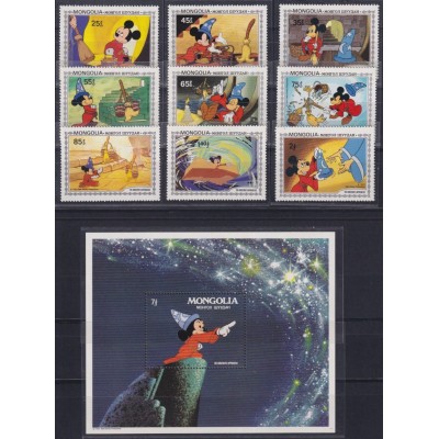 F-EX62821 MONGOLIA MNH 1982 WALT DISNEY FANTASY MICKEY MOUSE.