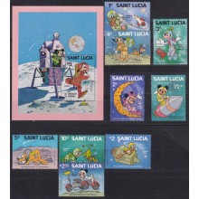F-EX62830 ST LUCIA MNH 1979 WALT DISNEY 10th ANNIV MOONWALK MICKEY MOUSE GOOFY DONALD DUCK.