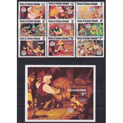 F-EX62843 TURK & CAICOS MNH 1980 WALT DISNEY PINOCCHIO.