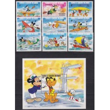 F-EX62837 TURKS & CAICOS MNH 1984 LOS ANGELES OLYMPIC GAMES WALT DISNEY MICKEY MOUSE.