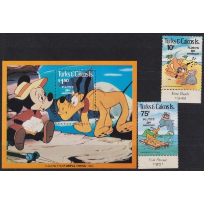 F-EX62841 TURKS & CAICOS MNH 1981WALT DISNEY 50th ANNIV DONALD DUCK.