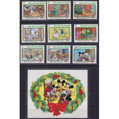 F-EX62835 TURKS & CAICOS MNH 1982 CHRISTMAS WALT DISNEY MICKEY MOUSE DONALD DUCK PLUTO GOOFY.