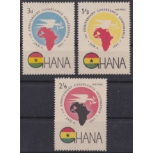 F-EX57475 GHANA MNH 1962 CASABLANCA CONFERENCE AFRICA MAP & PEACE PIGEON.
