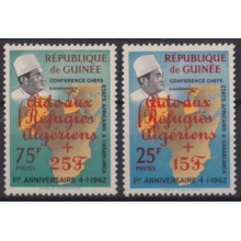 F-EX57421 GUINEA MNH 1962 CASABLANCA CONFERENCE OVERPRINT RED REFUGEE.