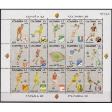 F-EX62287 COLOMBIA MNH 1982 WORLD CHAMPIONSHIP SOCCER FOOTBALL SPECIAL SHEET.