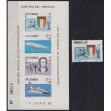 F-EX64260 URUGUAY MNH 1983 ZEPPELIN WORLD CHAMPIONSHIP SOCCER FOOTBALL IMPERF.