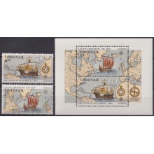 F-EX64443 FAROE FAROYAR MNH 1992 DISCOVERY COLUMBUS VIKING SHIP SAILBOAT BARCOS.