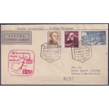 F-EX64161 SPAIN 1956 FIRST FLIGHT PALMA DE MALLORCA - BRUSELAS BELGIUM.