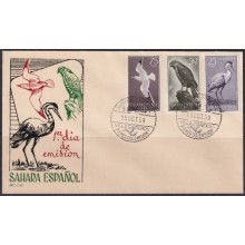 F-EX64405 SPAIN SAHARA 1959 FDC STAMPS DAY FAUNA BIRD AVES PAJAROS.
