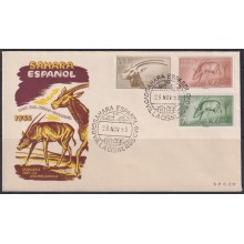 F-EX64408 SPAIN SAHARA 1955 FDC STAMPS DAY FAUNA ANTELOPE.