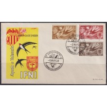 F-EX64420 SPAIN IFNI MOROCCO 1958 FDC PRO VALENCIA FAUNA BIRD AVES PAJAROS.