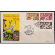 F-EX64421 SPANISH GUINEA 1958 FDC PRO VALENCIA FAUNA BIRD AVES PAJAROS.