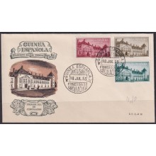 F-EX64424 SPANISH GUINEA 1955 FDC EL PARDO TREATY ARCHITECTURE.