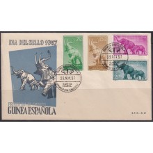 F-EX64425 SPANISH GUINEA 1957 FDC STAMPS DAY FAUNA ELEPHANT ELEFANTES.
