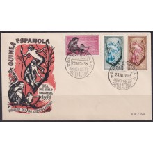 F-EX64426 SPANISH GUINEA 1958 FDC COLONIAL STAMPS DAY FAUNA MONKEY MONOS.