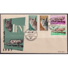 F-EX64427 SPANISH GUINEA 1957 FDC STAMP DAY FAUNA LOBOS WOLF.