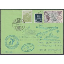 F-EX63662 SPAIN POLAR ANTARCTIC 2002 JUAN CARLOS I STATION REVENUE STAMP SHIP HESPERIDES.