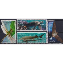 F-EX63653 ESPAÑA SPAIN 2015 MNH ENDANGERED FAUNA DRAGONFLY SHARK TURTLE.
