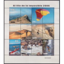 F-EX65005 SPAIN MNH 2006 AL FILO DE LO IMPOSIBLE RISK SPORT SHEET.