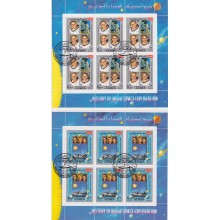 F-EX64356 YEMEN USED 1969 HISTORY OF SPACE EXPLORATION SPACE SATELLITE 24 COMPLETE SHEET.