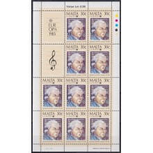 F-EX62247 MALTA MNH 1985 EUROPA CEPT MUSIC COMPLETE SHEET.
