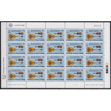 F-EX62248 CYPRUS MNH 1985 EUROPA CEPT MUSIC INSTRUMENTS COMPLETE SHEET.