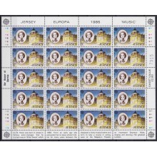 F-EX62249 JERSEY IS ENGLAND UK MNH 1985 EUROPA CEPT MUSIC COMPLETE SHEET.